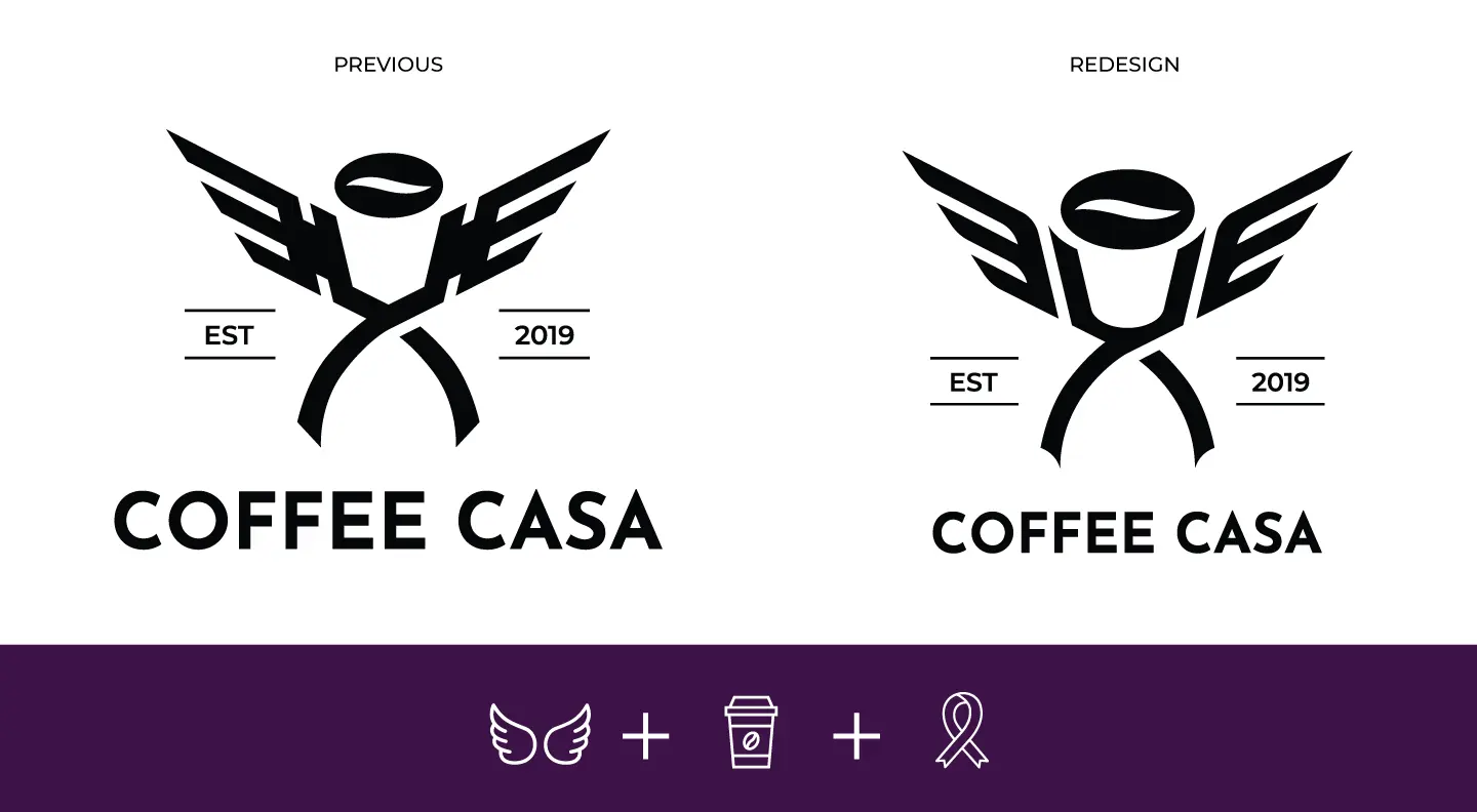 Coffee Casa logo redesign before/after